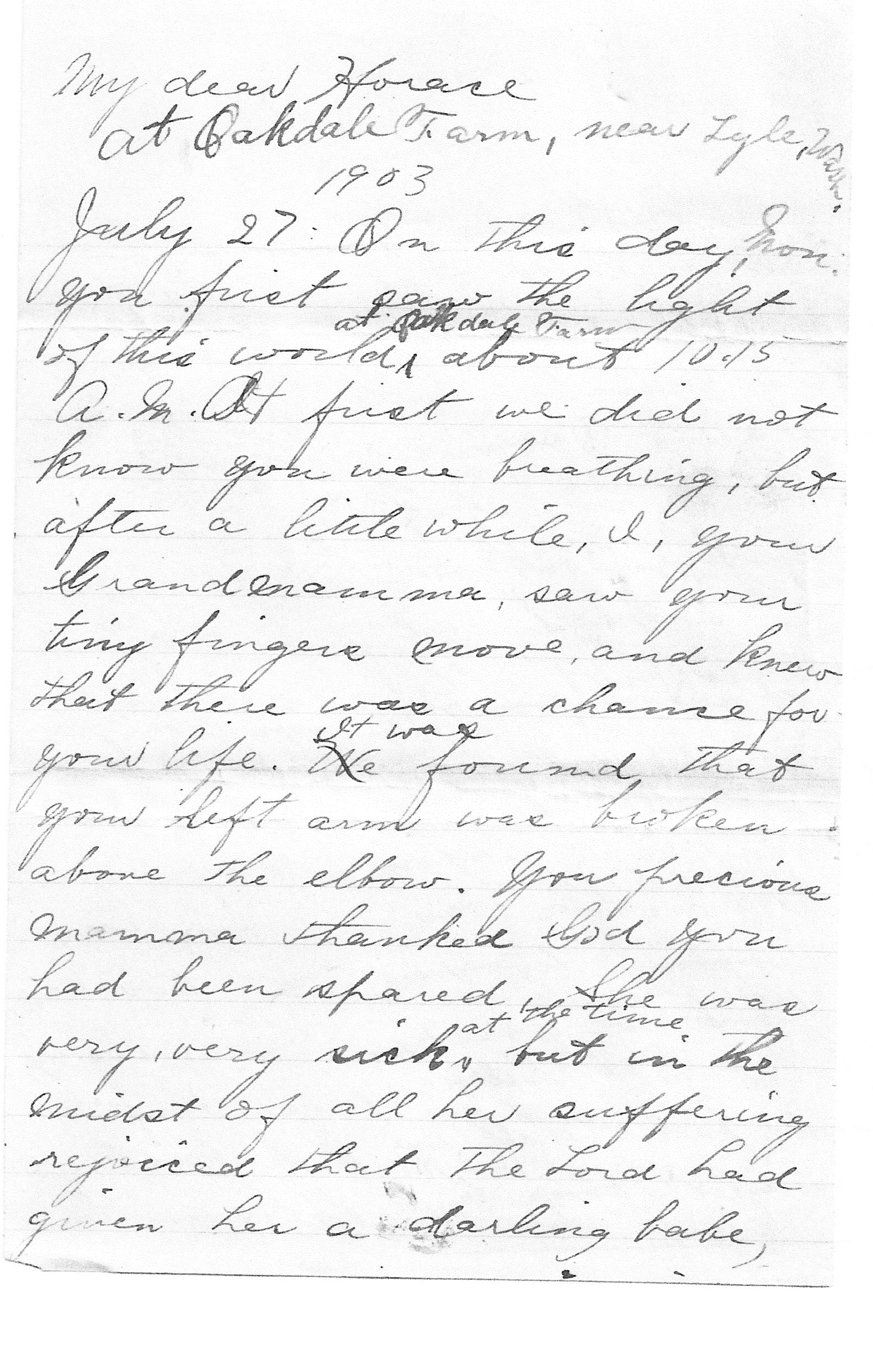 Letter to Horace page 1